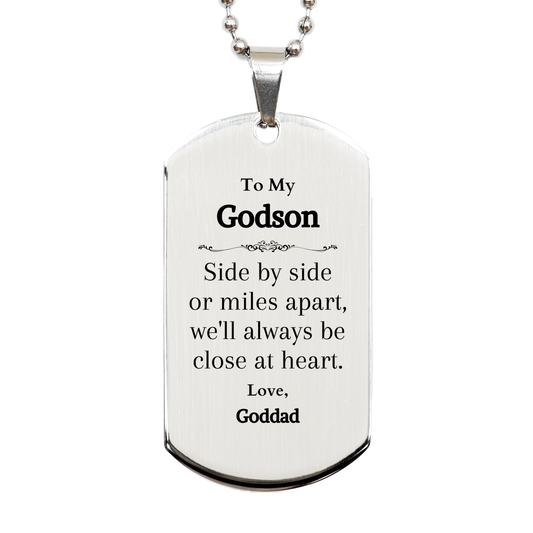 godson engraved silver dog tag side by side always close at heart perfect graduation or birthday gift for godson from goddad