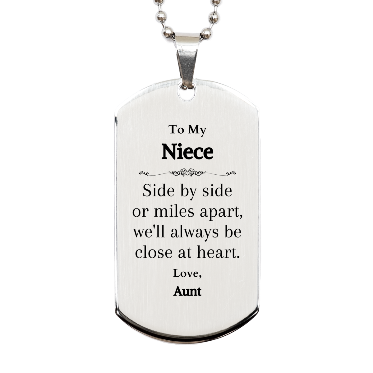 silver dog tag niece gift side by side at heart engraved inspirational love aunt birthday christmas jewelry for niece