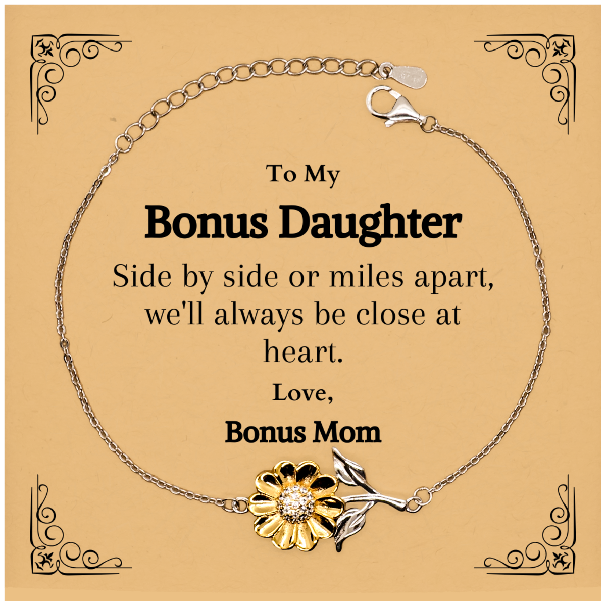 sunflower bracelet for bonus daughter close at heart love gift to my bonus daughter from bonus mom inspirational birthday mothers day graduation jewelry