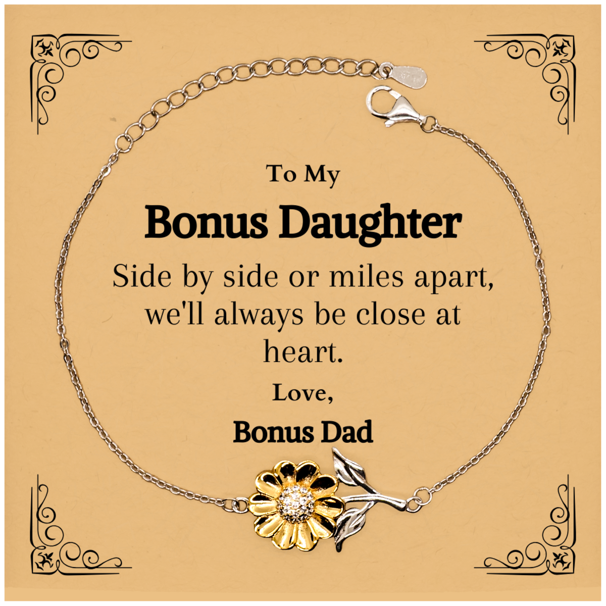 bonus daughter sunflower bracelet close at heart love unique gift for birthday christmas and graduation engraved jewelry for bonus daughter
