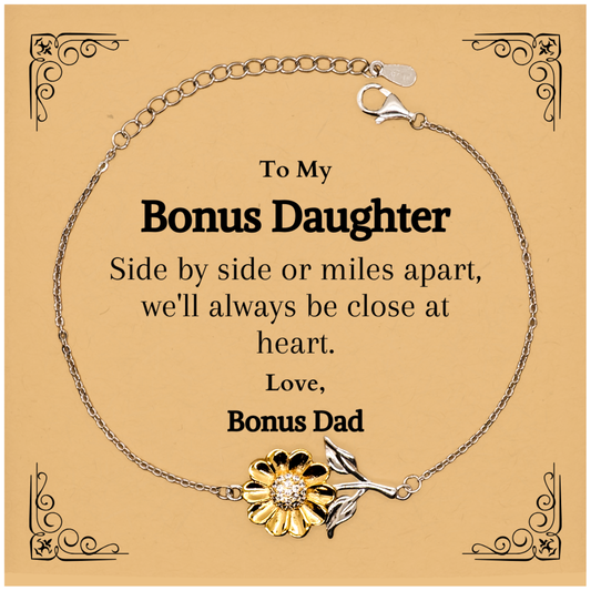 bonus daughter sunflower bracelet close at heart love unique gift for birthday christmas and graduation engraved jewelry for bonus daughter