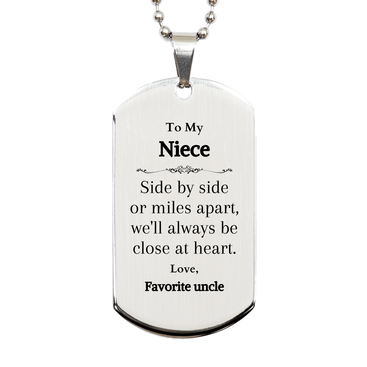 silver dog tag niece gift engraved to my niece perfect birthday christmas graduation veterans day dog tag for niece unique niece jewelry inspirational gift for niece