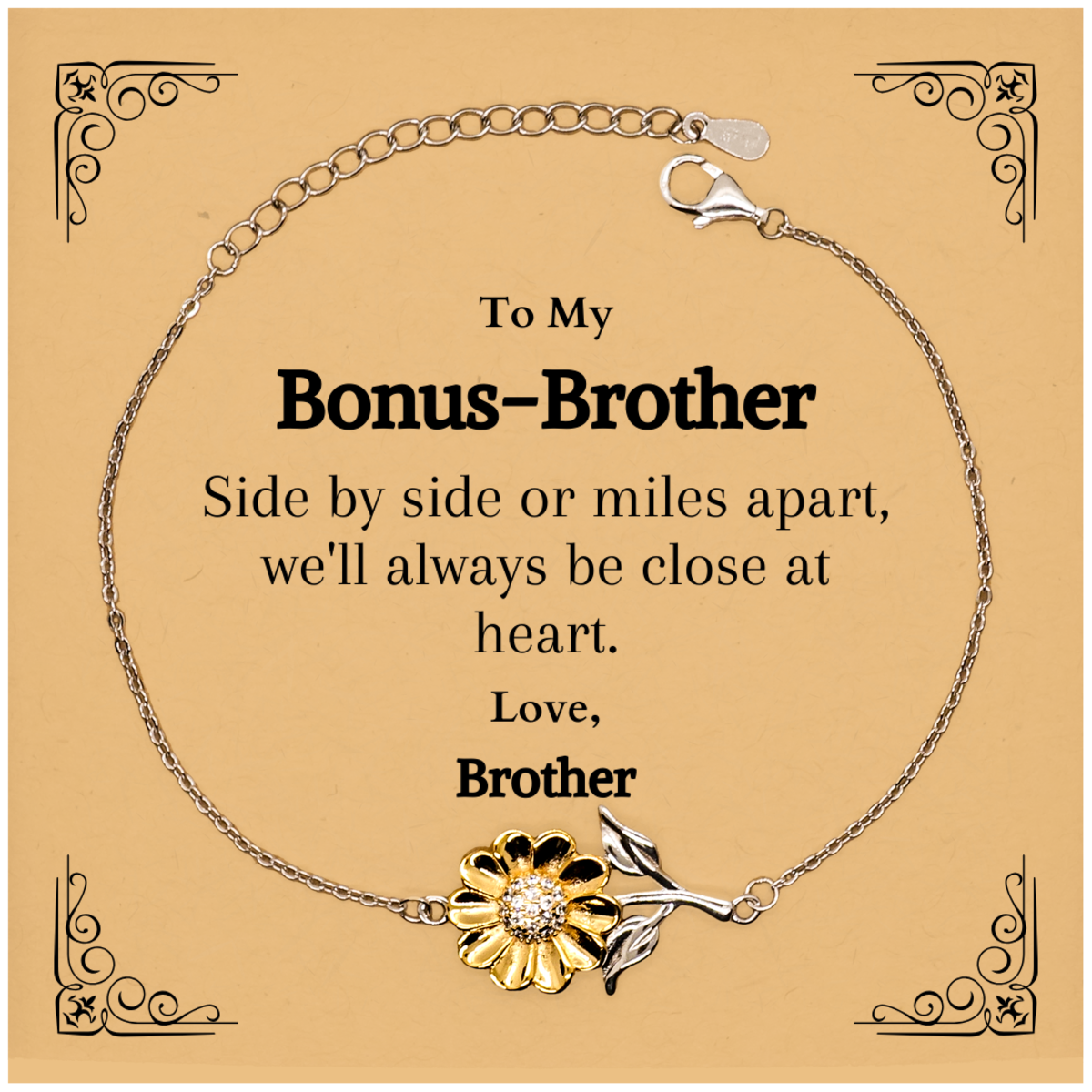 sunflower bracelet bonus brother gift engraved love brother jewelry for birthday holidays christmas inspirational confidence in family bond and close heart connection unique brother love appreciation bracelet for him sunflower bracelet gift for bo