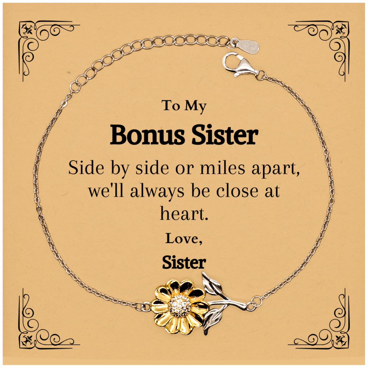 unique sunflower bracelet bonus sister gift side by side always close at heart birthday christmas holiday inspirational jewelry for sisters