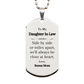 daughter in law engraved silver dog tag side by side or miles apart always close at heart gift for birthday christmas holidays bonus mom love thoughtful daughter in law jewelry