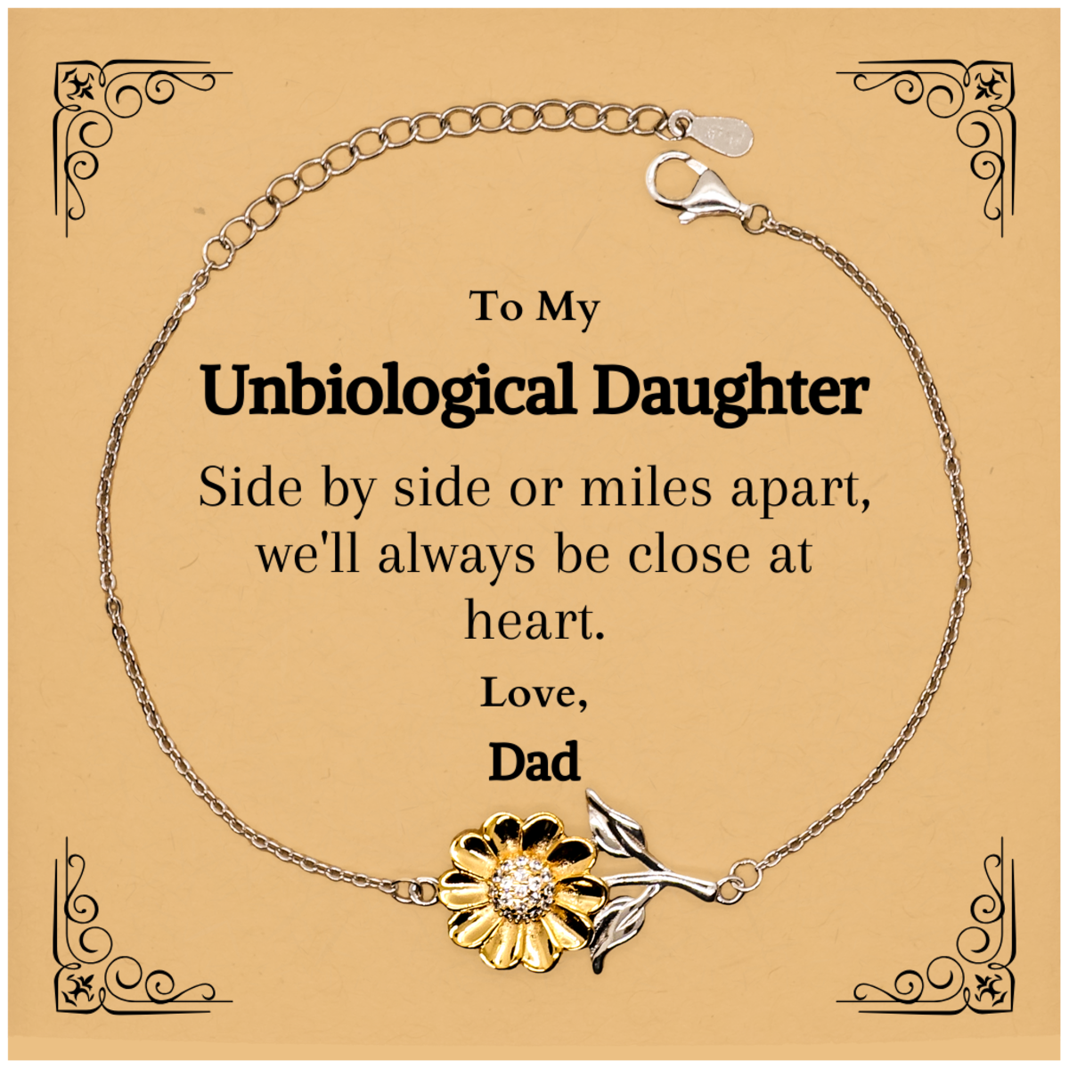 sunflower bracelet unbiological daughter love dad gift christmas inspirational jewelry for her