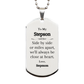 stepson silver dog tag engraved with always close at heart gift for birthday graduation veterans day christmas meaningful stepson gift from stepmom