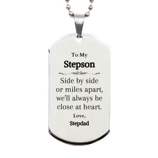stepson engraved silver dog tag always close at heart stepdad love perfect birthday gift for stepson inspirational dog tag for stepson stepson gift from stepdad