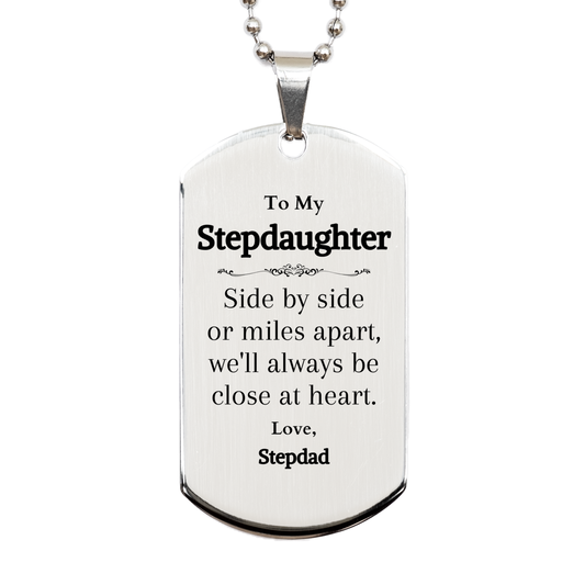 stepdaughter engraved silver dog tag love from stepdad for birthday or graduation gift idea always close at heart inspirational