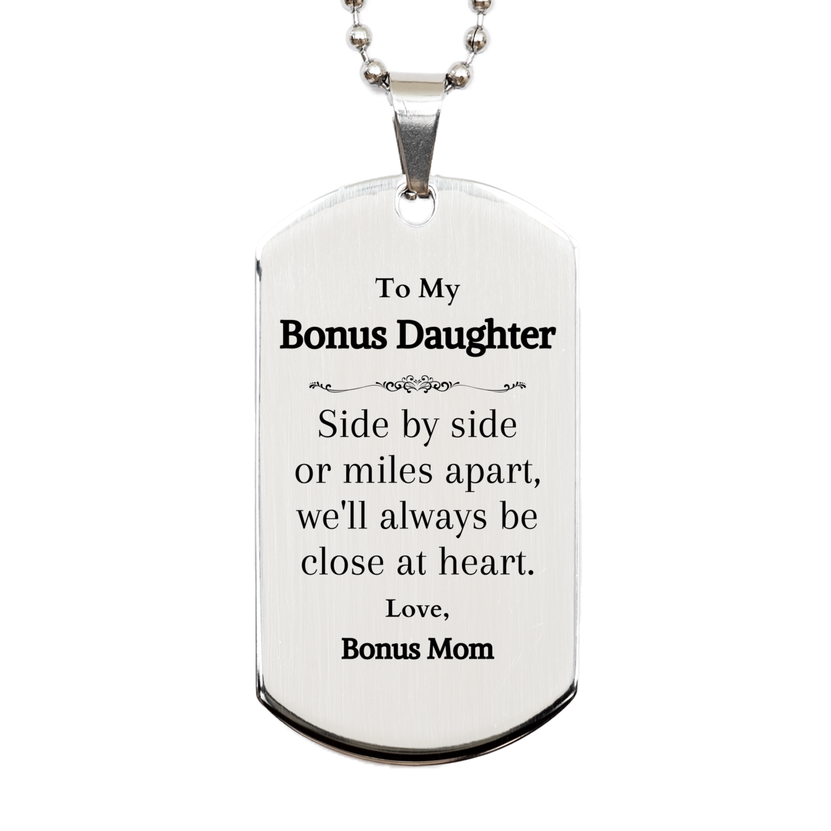 engraved silver dog tag bonus daughter gift close at heart love from bonus mom for graduation and holidays