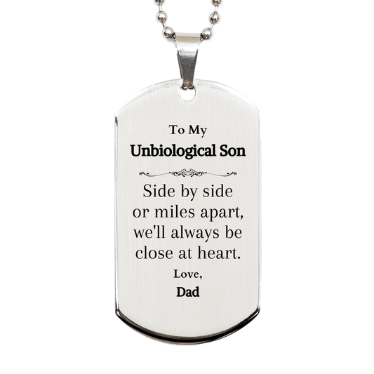 unbiological son engraved silver dog tag for christmas gift inspirational love from dad