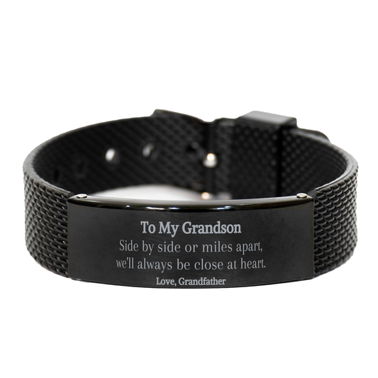 grandson black shark mesh bracelet love grandfather inspirational gift for christmas birthday graduation and veterans day