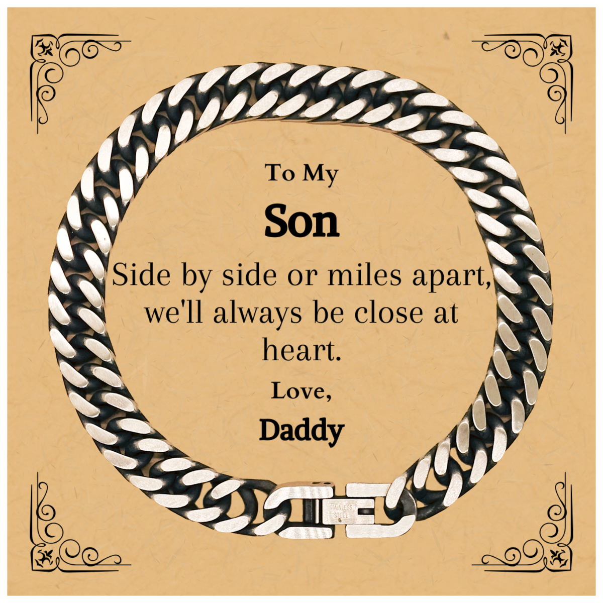 son cuban link chain bracelet close at heart love from dad engraved inspirational gift for birthday christmas graduation veterans day