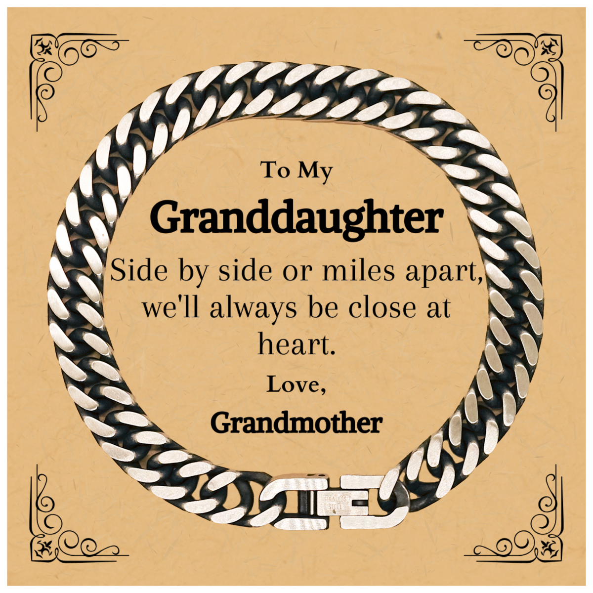 granddaughter cuban link chain bracelet always close at heart love grandmother perfect gift for birthday christmas graduation and easter