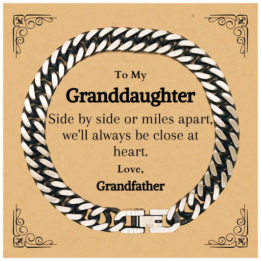 granddaughter cuban link chain bracelet always close at heart gift for granddaughter christmas graduation engraved jewelry for granddaughter grandfathers love and support