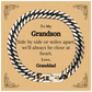 grandson engraved cuban link chain bracelet side by side or miles apart well always be close at heart love granddad perfect gift for birthday christmas graduation veterans day holidays easter unique keepsake jewelry for grandson to treasur