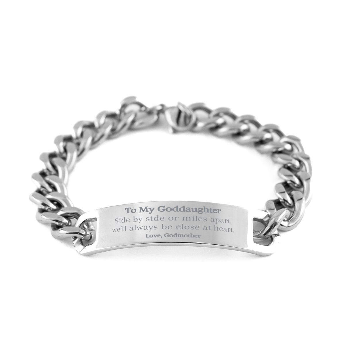 stainless steel bracelet goddaughter engraved gift birthdays graduation confidence close at heart love from godmother unique cuban chain bracelet for goddaughters christmas present
