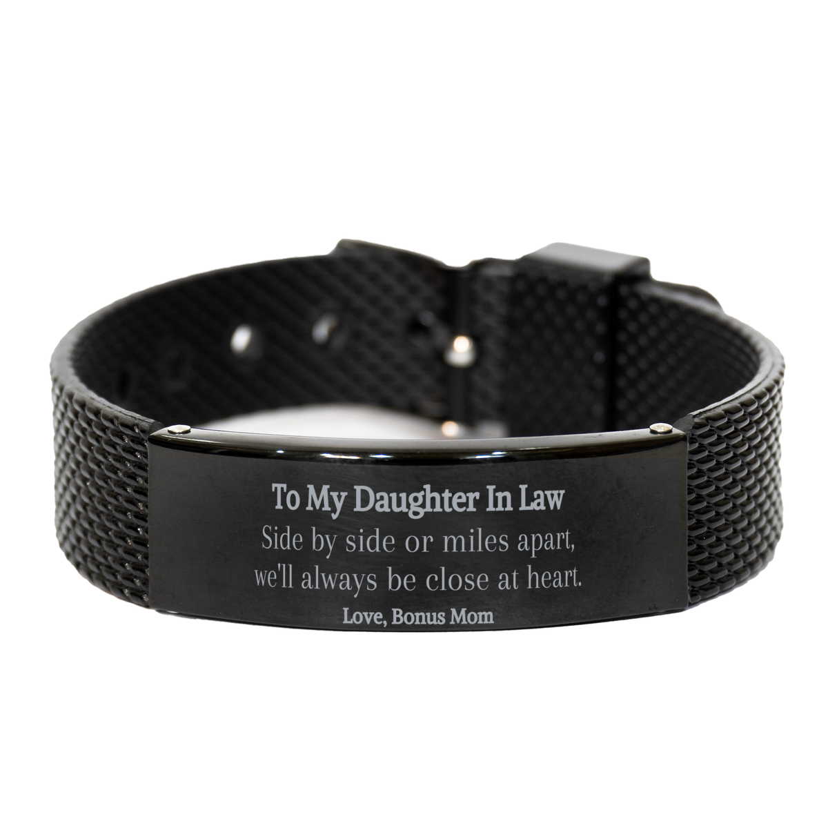 daughter in law black shark mesh bracelet side by side always close at heart love bonus mom perfect gift for birthday christmas holidays more