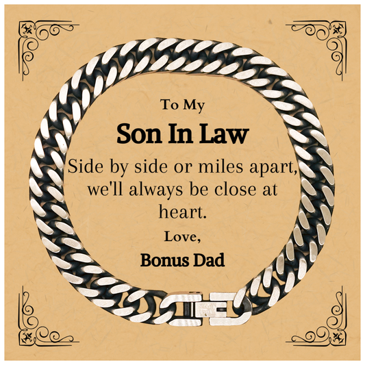 son in law cuban link chain bracelet close at heart love bonus dad gift for birthday christmas holidays engraved unique inspirational jewelry for son in law