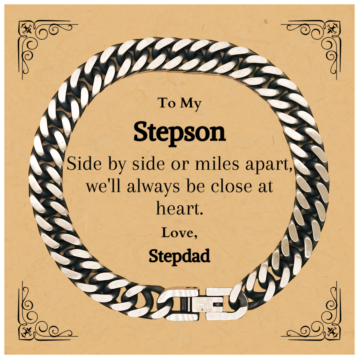 stepson engraved cuban link chain bracelet always close at heart stepdad love perfect gift for graduation birthday christmas special stepson unique jewelry for stepson
