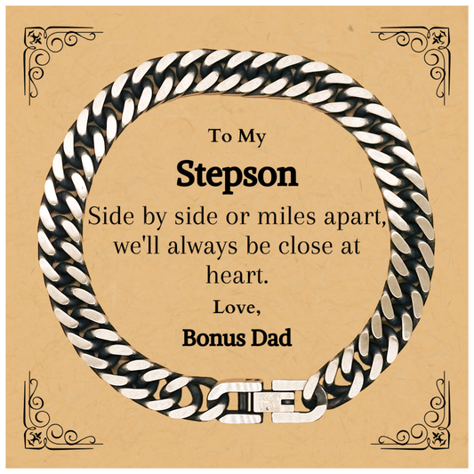 stepson cuban link chain bracelet always close at heart love gift for birthday and holidays