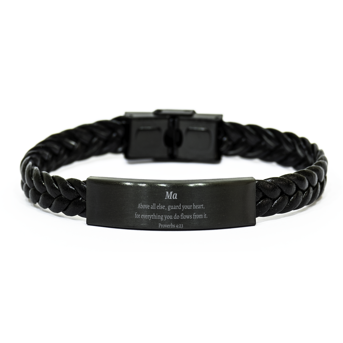 unique braided leather bracelet ma guard your heart engraved inspirational jewelry for graduation veterans day gift idea