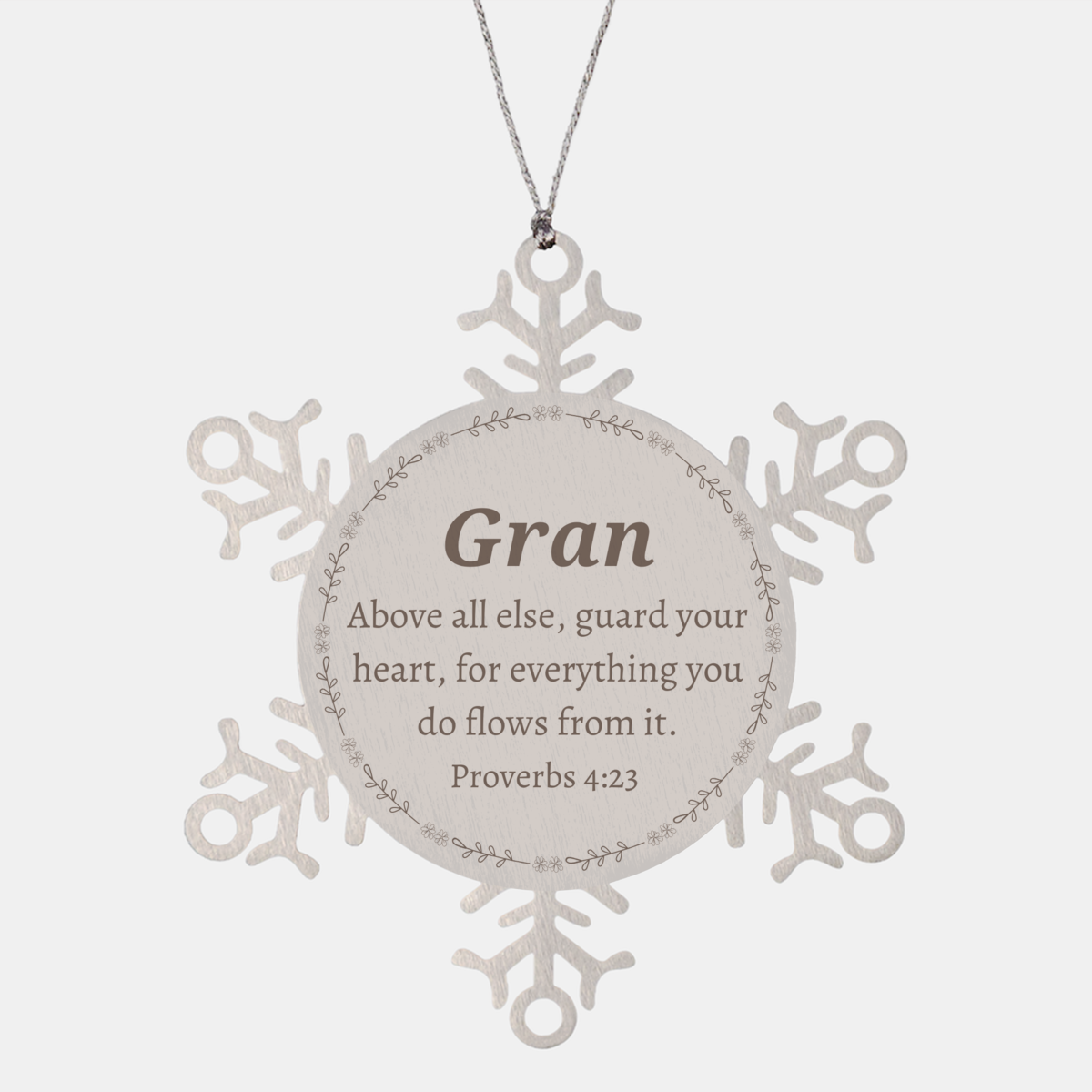 gran snowflake ornament engraved with inspirational proverbs 4 23 verse for christmas holidays and graduation gifts perfect keepsake for gran to guard her heart and find hope and confidence