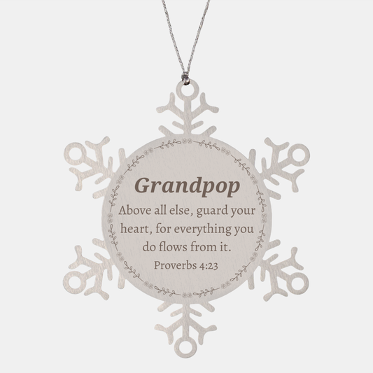 grandpop snowflake ornament engraved with inspirational proverb quote for christmas gifts and holidays