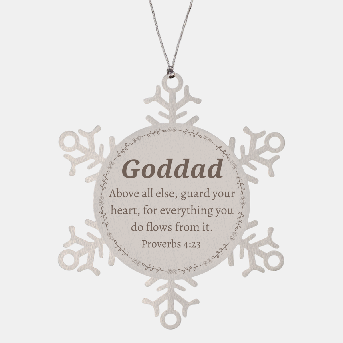 snowflake ornament for goddad guard your heart engraved christmas gift for goddad inspirational proverbs 4 23 keepsake for goddad on holidays and special occasions