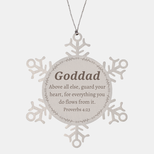 snowflake ornament for goddad guard your heart engraved christmas gift for goddad inspirational proverbs 4 23 keepsake for goddad on holidays and special occasions