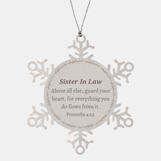 sister in law snowflake ornament guard your heart proverbs 4 23 christmas gift inspirational hope for sister in law