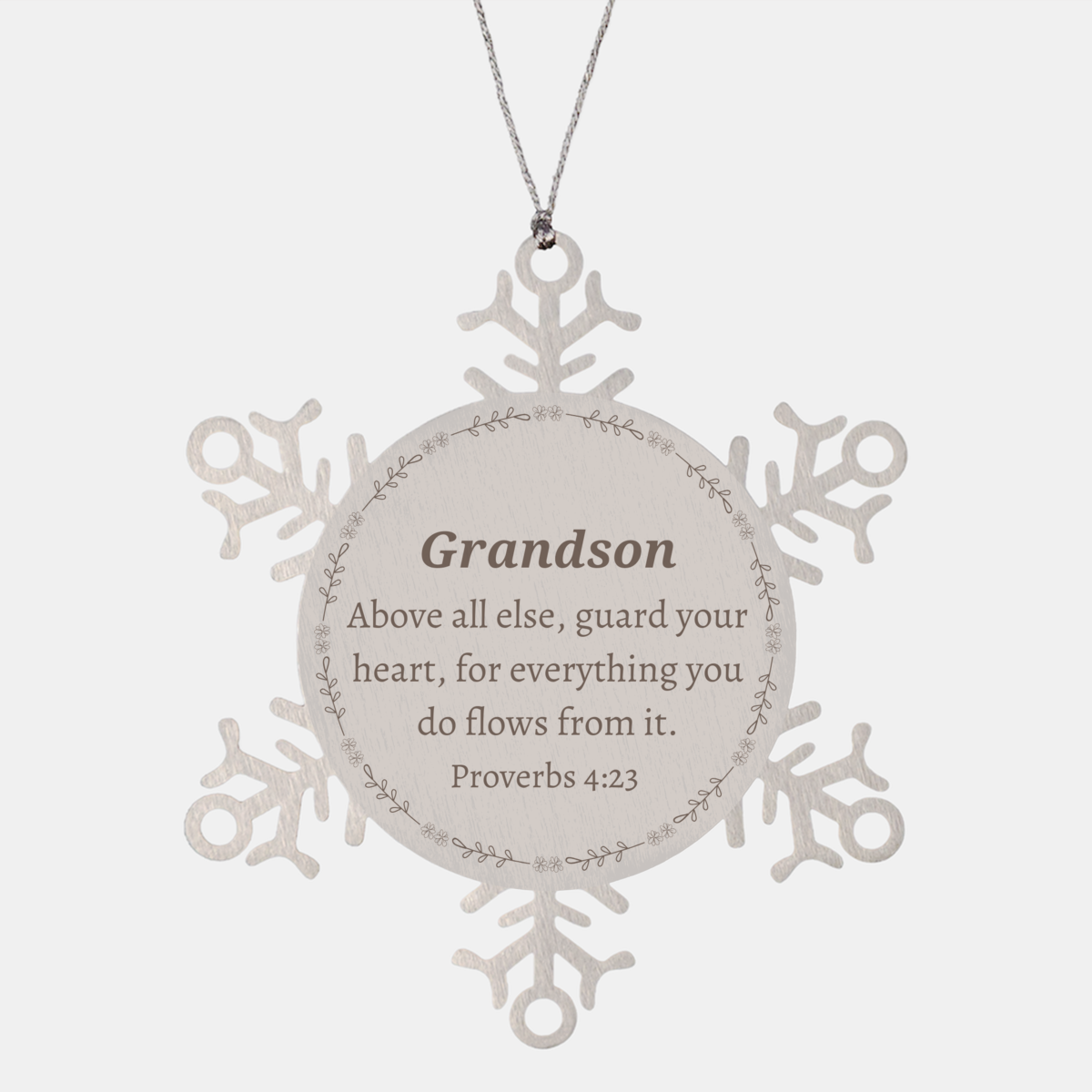 grandson inspirational snowflake ornament guard your heart christmas gift for grandson proverbs 4 23 unique keepsake for grandson