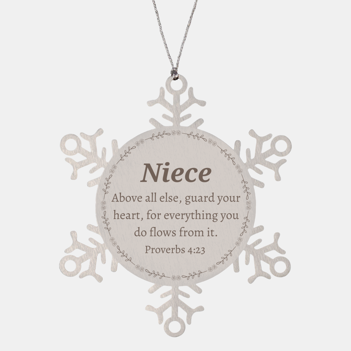 snowflake ornament niece guard heart proverbs 4 23 inspirational christmas gift