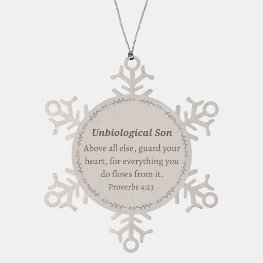 snowflake ornament unbiological son gift guard your heart proverbs 4 23 christmas hope and inspiration