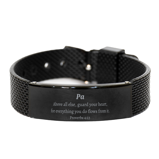 black shark mesh bracelet inspirational proverbs 4 23 gift for men veterans day christmas graduation guard your heart confidence and hope