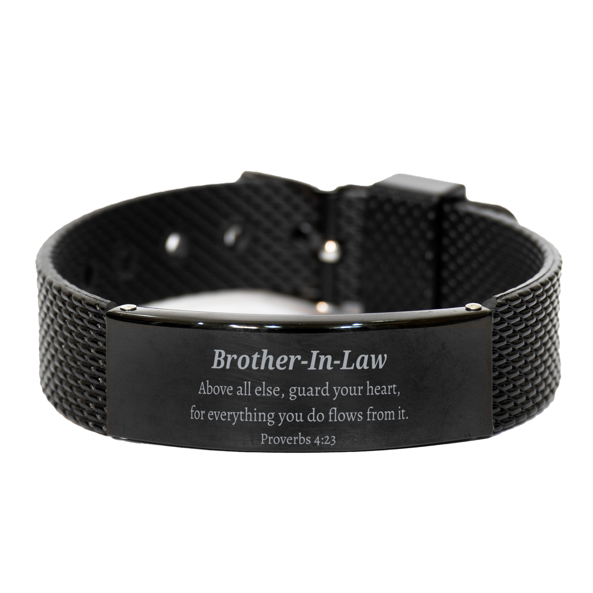 black shark mesh bracelet for brother in law inspirational proverbs 4 23 gift for mens birthday christmas graduation unique confidence keepsake jewelry