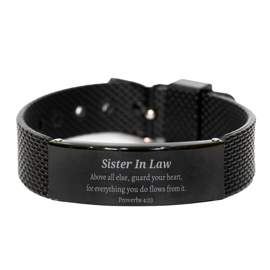 black shark mesh bracelet sister in law guard your heart inspirational gift for christmas and birthdays