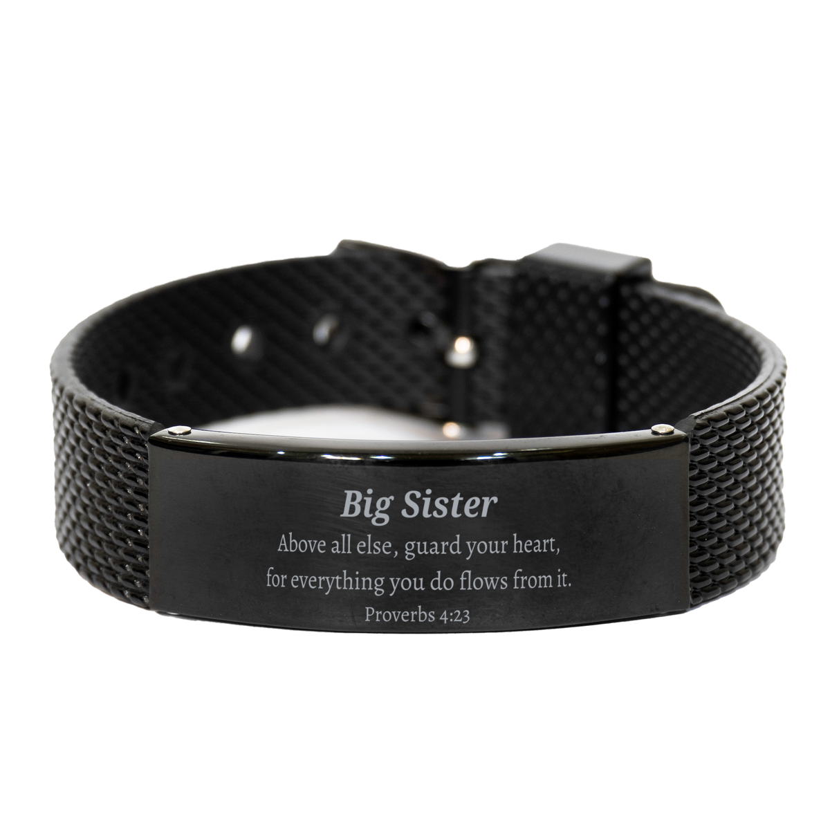 big sister black shark mesh bracelet inspirational proverbs 4 23 encouraging confidence and hope for christmas birthday and graduation gifts