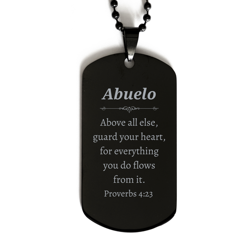 abuelo black dog tag engraved with guard your heart proverbs 4 23 inspirational gift for grandpa on birthday christmas veterans day and more