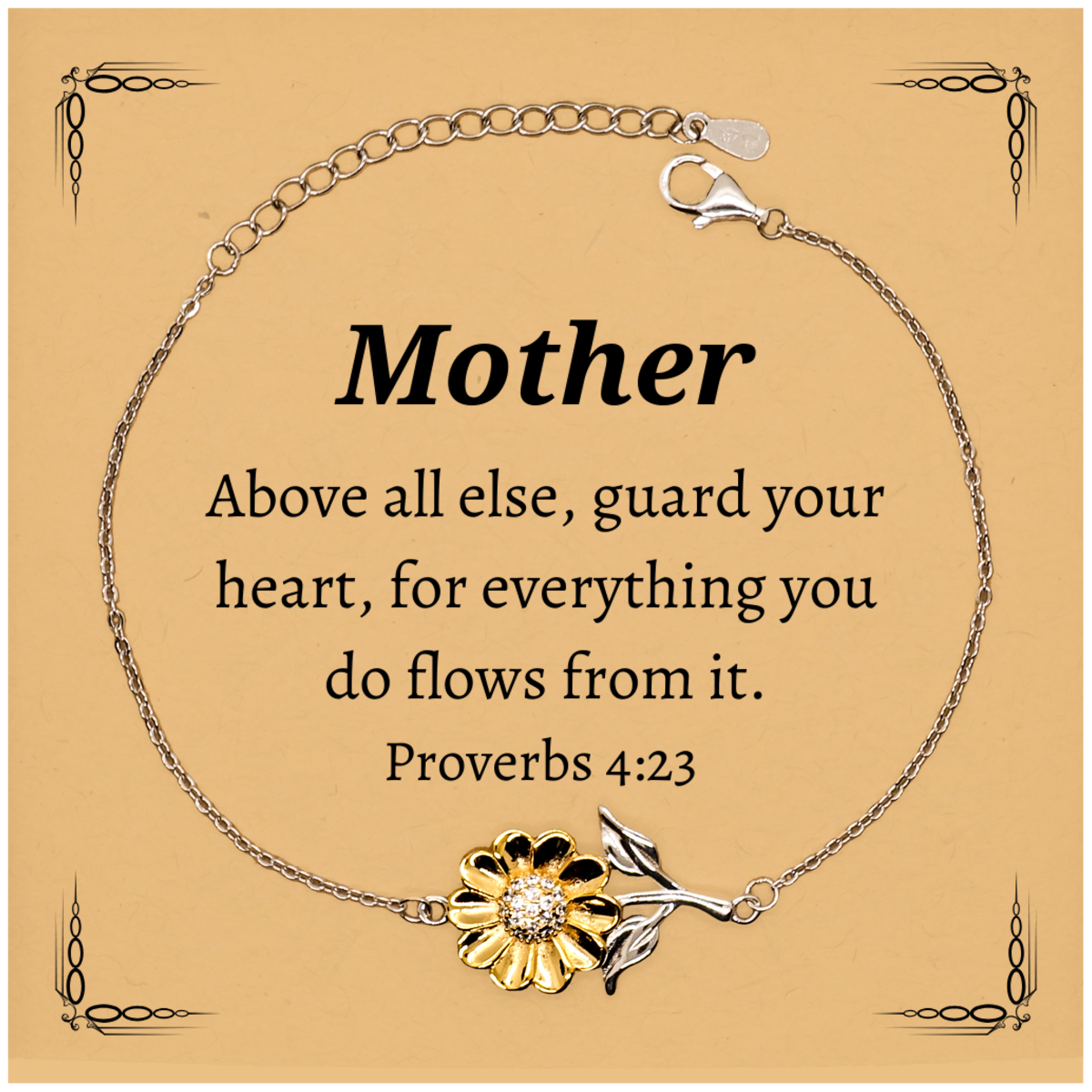 mother sunflower bracelet inspirational proverbs 4 23 gift for her birthday christmas hope and confidence