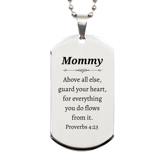 silver dog tag mommy guard your heart proverbs 4 23 unique inspirational gift for mothers day and christmas