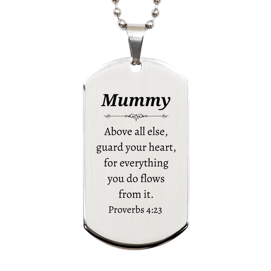 unique engraved silver dog tag for mummy guard your heart with proverbs 4 23 inspirational gift for birthday christmas veterans day