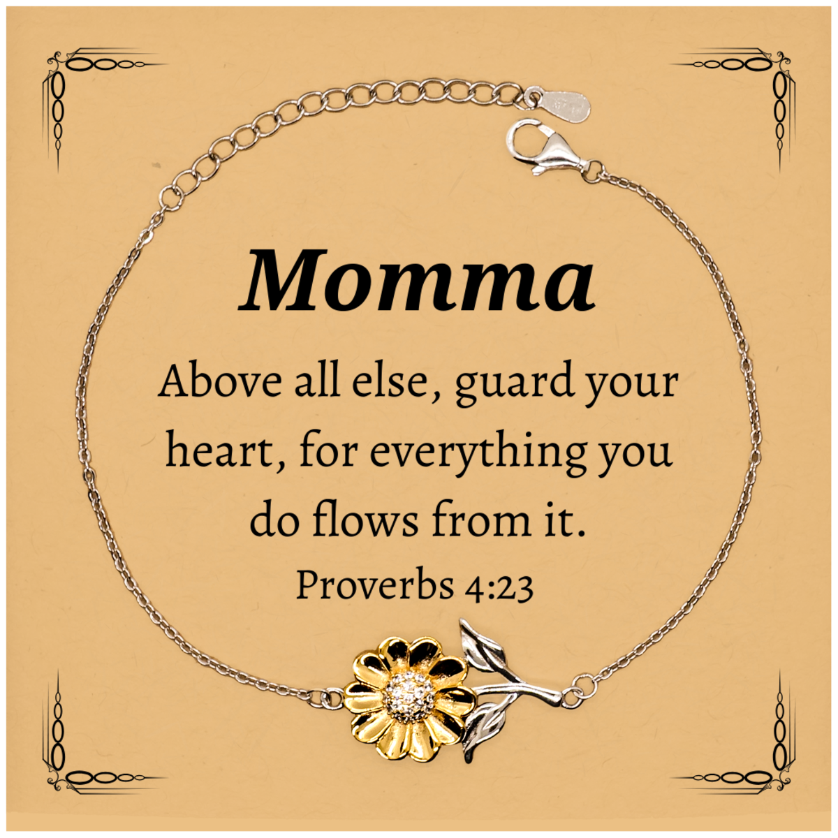 momma sunflower bracelet guard your heart engraved inspirational gift for mothers day birthday and christmas momma unique jewelry for confidence and hope