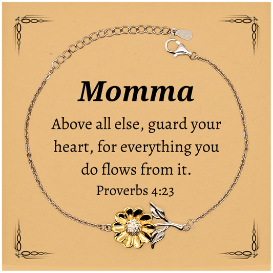 momma sunflower bracelet guard your heart engraved inspirational gift for mothers day birthday and christmas momma unique jewelry for confidence and hope