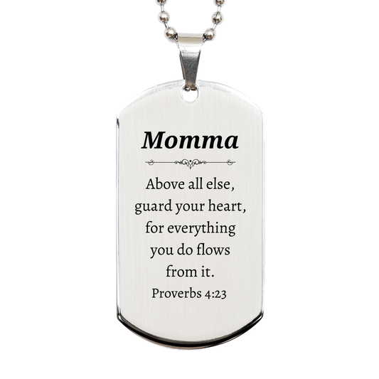 momma silver engraved dog tag guard your heart inspirational gift for birthday christmas holidays and more