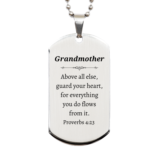 grandmother inspiring silver dog tag proverbs 4 23 engraved jewelry for birthday christmas and holidays