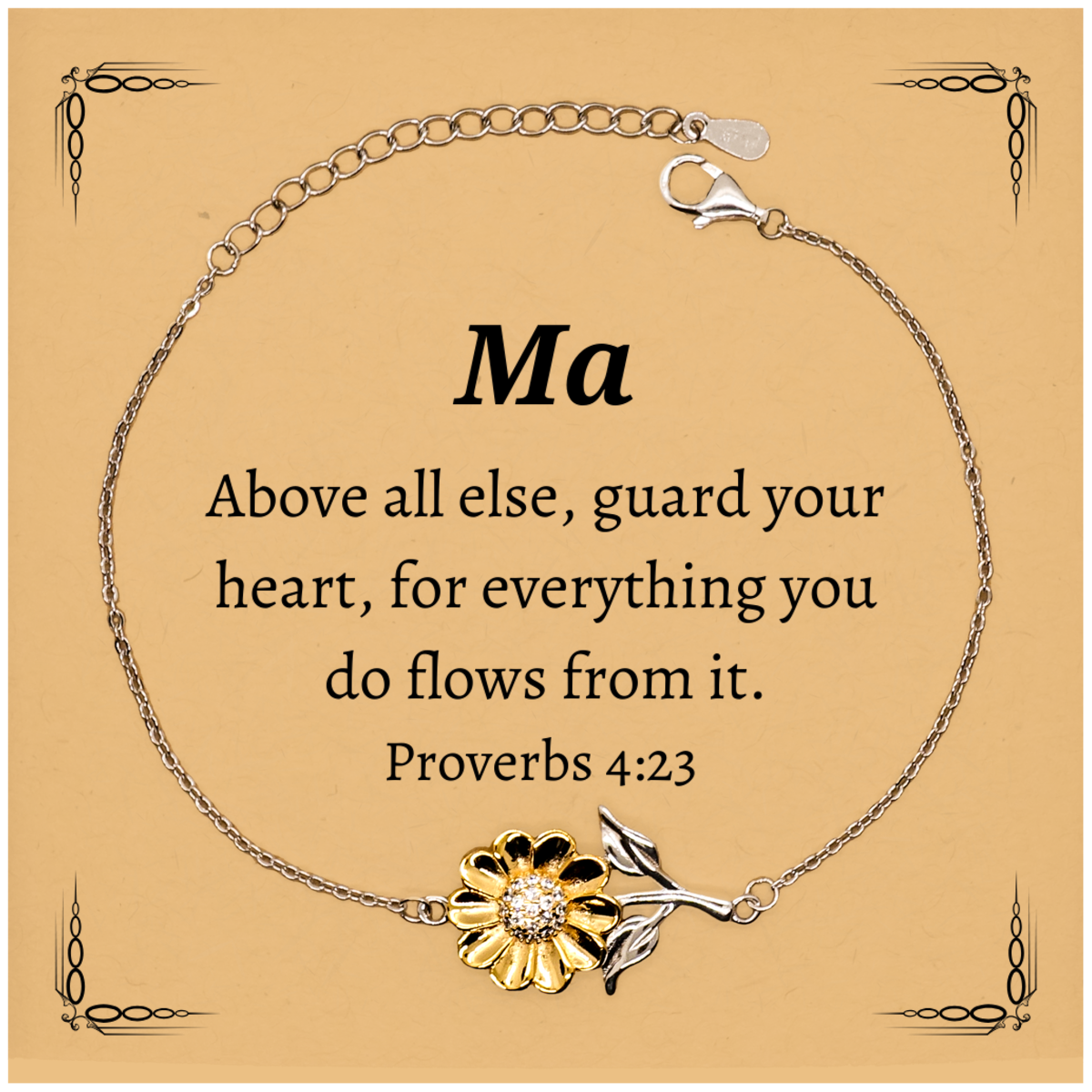 sunflower bracelet inspirational quote gift for her graduation christmas mothers day ma above all else guard your heart proverbs 4 23