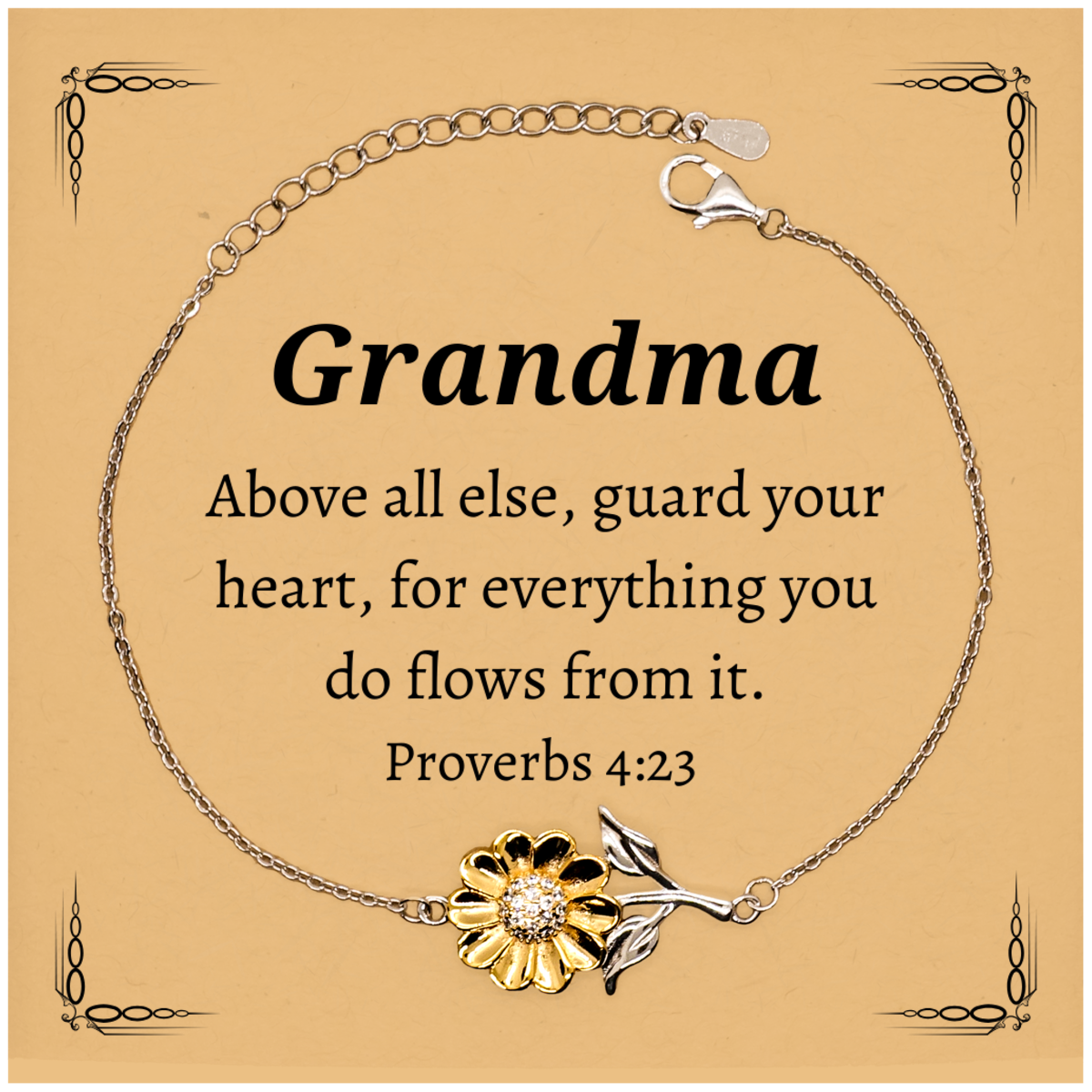 grandma sunflower bracelet engraved proverbs 4 23 inspirational gift for mothers day birthday christmas and easter