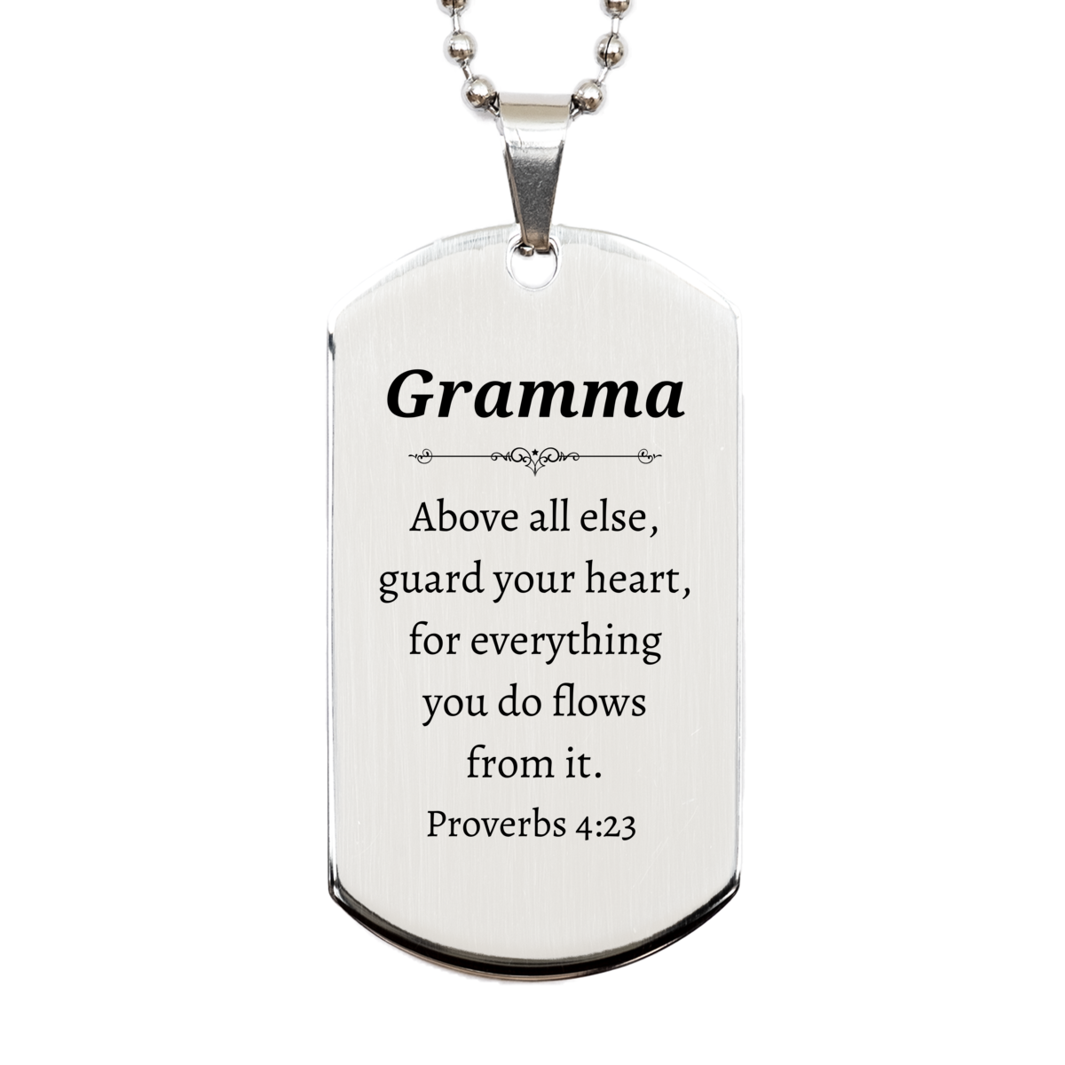 gramma engraved silver dog tag guard your heart proverbs 4 23 inspirational gift for birthday christmas veterans day and more