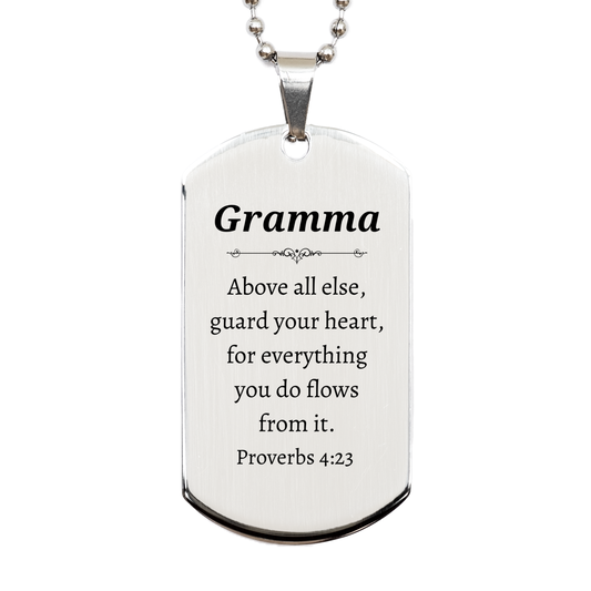 gramma engraved silver dog tag guard your heart proverbs 4 23 inspirational gift for birthday christmas veterans day and more
